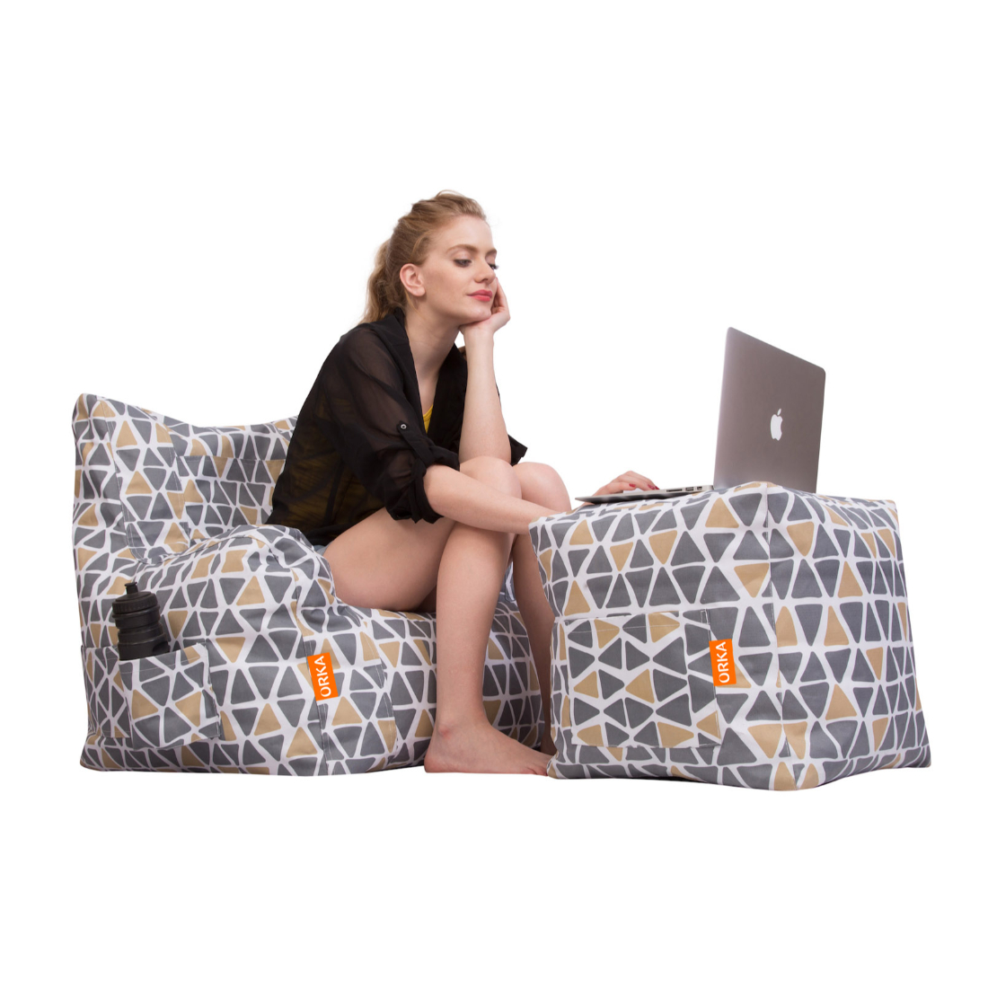 Can bean bags Digital Printed XXXL Arm Bean Chair With Footstool (D1)